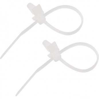 Хомут-стяжка REXANT нейлоновая с крепежным пистоном 100x2,5 мм, ø 2,4 мм, белая (100 шт/уп) Хомут-стяжка REXANT нейлоновая с крепежным пистоном 100x2,5 мм, ø 2,4 мм, белая (100 шт/уп)