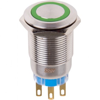 Кнопка антивандальная REXANT 19 250В фикс подсветка зеленая Кнопка антивандальная REXANT 19 250В фикс подсветка зеленая