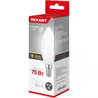 Лампа светодиодная REXANT СВЕЧА (CN) 9,5Вт E14 903Лм 2700K теплый свет Лампа светодиодная REXANT СВЕЧА (CN) 9,5Вт E14 903Лм 2700K теплый свет