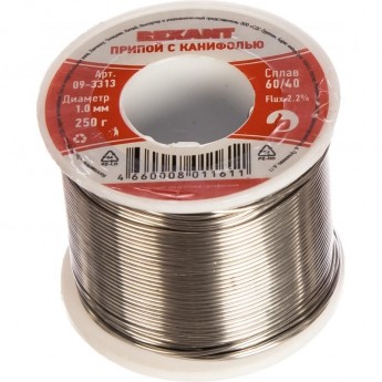 Припой с канифолью REXANT, 250 г, Ø1.0 мм, (олово 60%, свинец 40%), катушка Припой с канифолью REXANT, 250 г, Ø1.0 мм, (олово 60%, свинец 40%), катушка