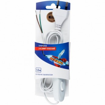 Шнур сетевой REXANT 1.8m с выключателем без розетки белый Шнур сетевой REXANT 1.8m с выключателем без розетки белый