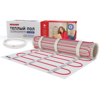 Теплый пол, нагревательный мат REXANT CLASSIC RNX-11-1650, двухжильный, с экраном, площадь 11 м², 0.5х22 м, 1650 Вт Теплый пол, нагревательный мат REXANT CLASSIC RNX-11-1650, двухжильный, с экраном, площадь 11 м², 0.5х22 м, 1650 Вт