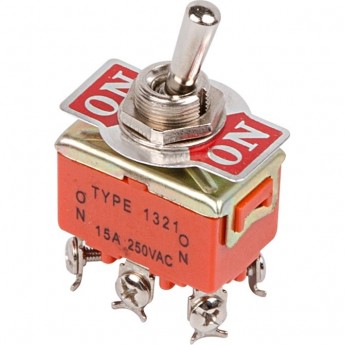 Тумблер REXANT 250V 15А (6c) ON-ON двухполюсный Тумблер REXANT 250V 15А (6c) ON-ON двухполюсный