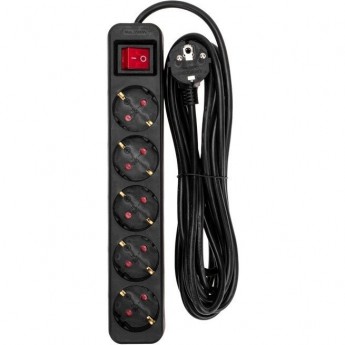 Удлинитель REXANT STANDARD 5 гнезд 5м 3х1,0мм² с выключателем черный Удлинитель REXANT STANDARD 5 гнезд 5м 3х1,0мм² с выключателем черный